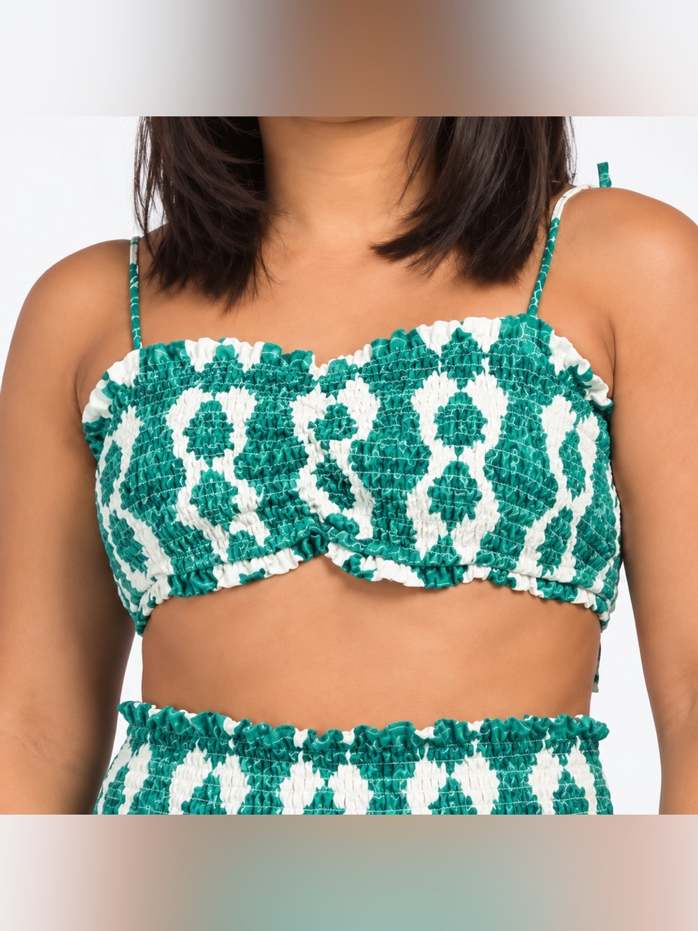 House of Harlow 1960 linen blend green bandeau top, medium